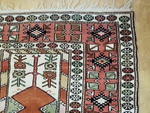 4' X 7' Antique Handmade Turkish Melas Oushak Wool Rug