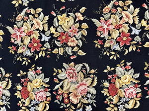 Palace Size Needlepoint Rug 12x16, Black and Colorful, Floral Panel, Handmade Oversized Wool Needlepoint Carpet, Rare