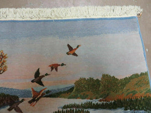 2' X 3' Vintage Handmade Pakistan Pictorial Rug Carpet Scenery Bird Tree Wow