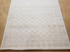 3x5 Karastan Rug Chaumiere Collection, Kara-Loc, Design #291/9866, Creme Color, Textured Squares II Patern, 3'6" x 5' 3" Carpet