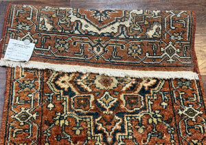 Indo Persian Heriz Runner Rug 2.6 x 8, Rust Color, Vintage