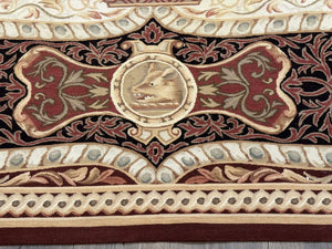French Aubusson Rug 9x12 - European Design Flatweave Carpet