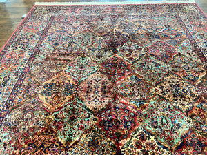 Karastan Multicolor Panel Kirman Rug #717, Wool Karastan Rug 8' 8" x 12', Vintage Multipanel Kirman, Original Karastan Collection 700 Series