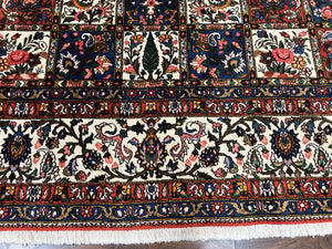 Persian Bakhtiari Rug 10x14, Multicolor Khesti Panel Design