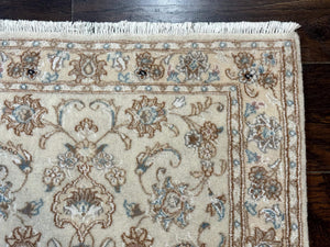 Small Persian Tabriz Rug 2.6 x 3.8, Vintage, Wool and Silk Highlights, Fine 225 KPSI