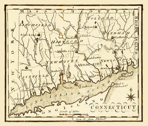 Vintage Map of Connecticut 1795