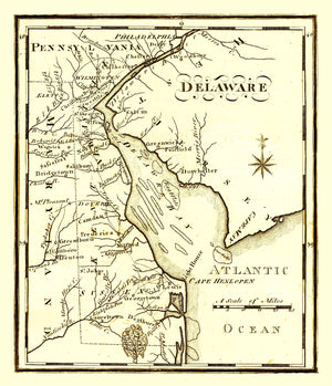 Vintage Map of Delaware 1795