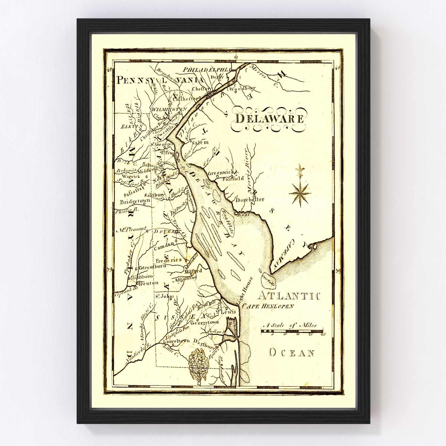 Vintage Map of Delaware 1795