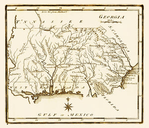 Vintage Map of Georgia 1795