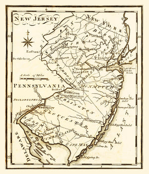 Vintage Map of New Jersey 1795
