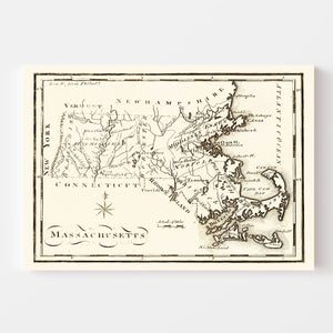 Vintage Map of Massachusetts 1795