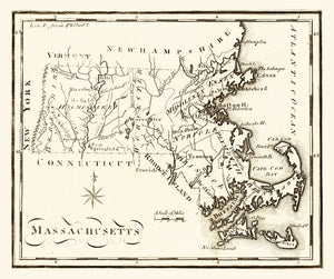 Vintage Map of Massachusetts 1795