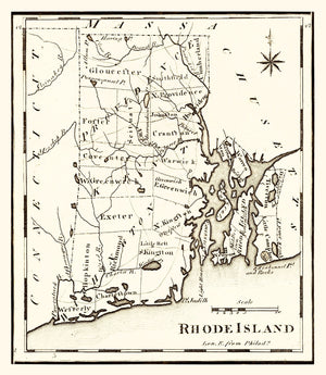 Vintage Map of Rhode Island 1795