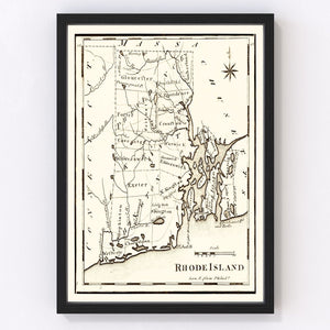 Vintage Map of Rhode Island 1795