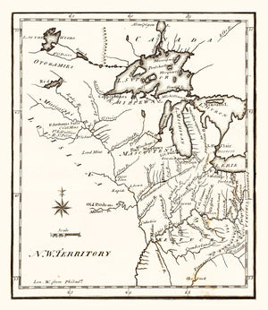 Vintage Map of the Northwest Territory 1795