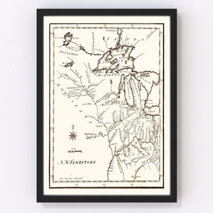 Vintage Map of the Northwest Territory 1795