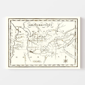 Vintage Map of the Southwest Territory 1795