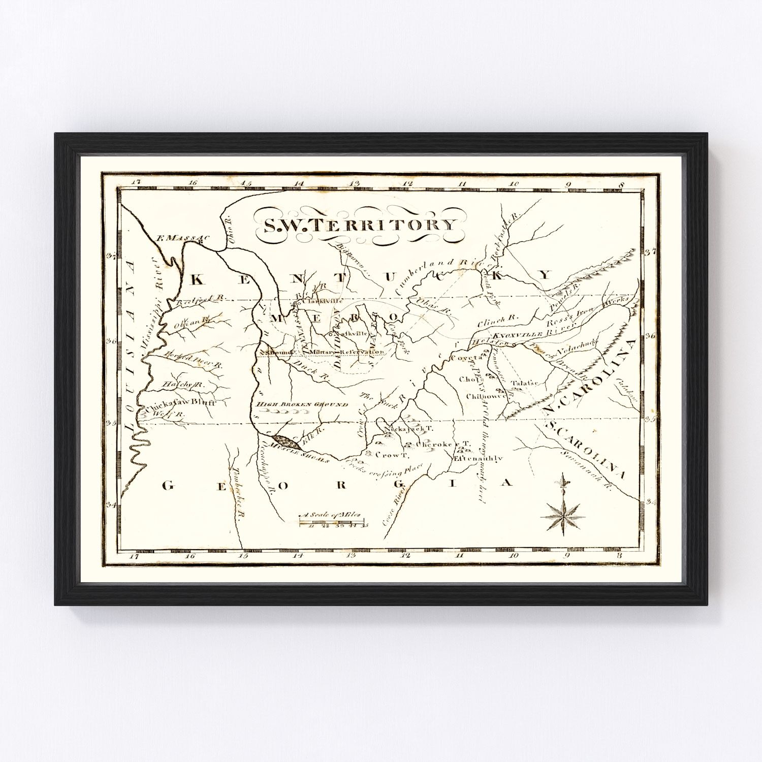 Vintage Map of the Southwest Territory 1795