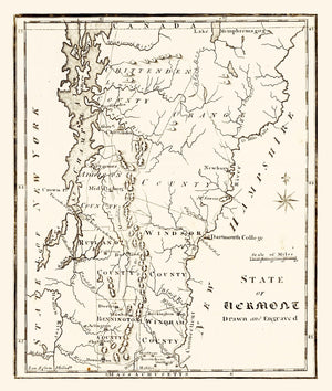 Vintage Map of Vermont 1795