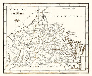 Vintage Map of Virginia 1795