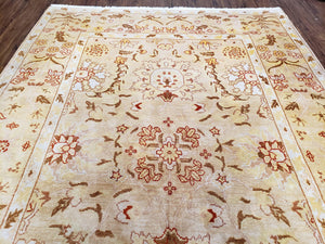 Vintage Turkish Oushak Area Rug 6x9, Wool Hand-Knotted