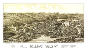 Vintage Map of Bellows Falls, Vermont 1886