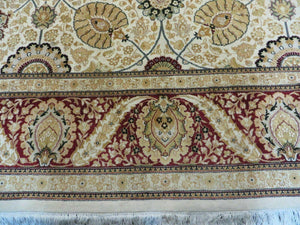 9' X 12' Vintage Handmade Wool Rug Pakistani Floral Design Nice Vegetable Dye