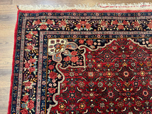 Antique Persian Rug 5x7, Red, Fine 260 KPSI, Bidjar Carpet