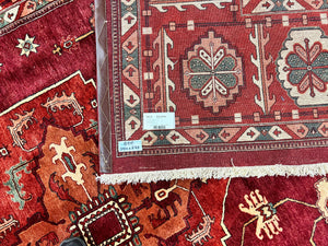 Persian Bidjar Rug 9x13, Wool Hand Knotted Vintage Carpet, Red Oriental Rug, Handmade Rug, Large 9 x 13 Room Size Rug