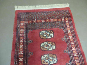 2' 8" X 10' Vintage Handmade Bokhara Turkoman Pakistani Wool Runner Rug Nice