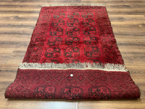 Afghan Turkoman Bokhara Bashir Rug 3x6, Red
