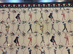 Square Tapestry 5x5, Wall Hanging, Human Pictorials, Court Jesters, Vintage