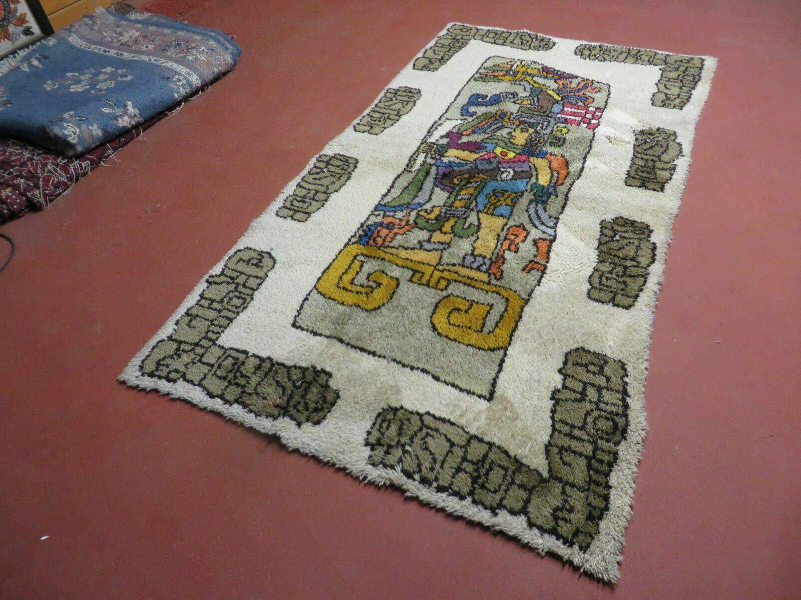 4' X 7' Vintage Handmade Knotted Tribal Nomadic Shag Wool Rug Carpet Prince