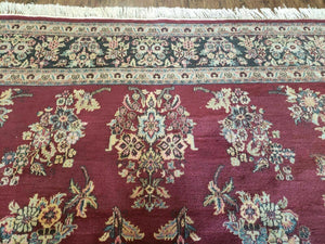 8' X 12' Vintage Handmade India Floral Oriental Wool Rug Veg Dyes Organic Red