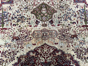 Rare Antique Indian Agra Rug, Early 20th Century Indian Carpet, Animal and Angel Motifs, Hunting Scene, Collectible Oriental Carpet, Wow