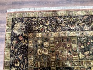 Indo Persian Rug 8.6 x 12 Panel Design Vintage Soft Wool Pile Multicolor