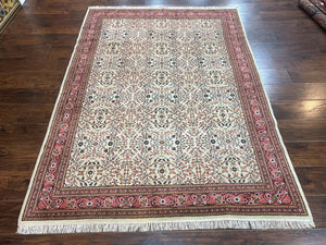 Turkish Rug 6x8, Kayseri Carpet, Handmade Vintage Wool Rug, Cream Multicolor, Allover Pattern