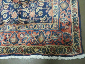3'7" X 10' Antique Handmade India Floral Oriental Wool Runner Rug Organic Blue