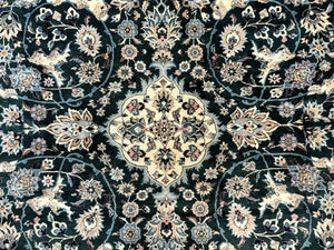 Pak Persian Rug 9x12, Dark Green, Floral Allover