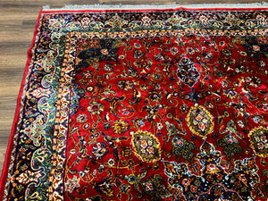 Red Persian Rug 6x9, Medallion Carpet, Ardebil Design, Vintage Belgium Power Loomed Carpet