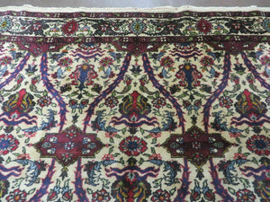 Antique Persian Tabriz Rug 8x12, Cream & Multicolor Room Sized Authentic Oriental Carpet, Wool Handmade Hand-Knotted Vintage Floral Rug 8 x 12 ft