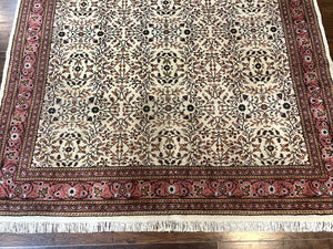 Turkish Rug 6x8, Kayseri Carpet, Handmade Vintage Wool Rug, Cream Multicolor, Allover Pattern