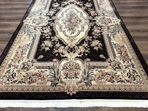 Aubusson Rug 6x9, European Design, Fine 170 KPSI, Elegant Carpet