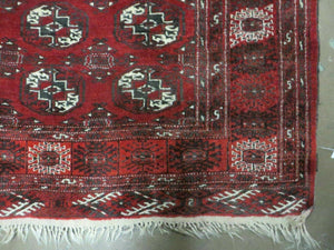 4' 5" X 5' 7" Semi Antique Handmade Afghan Yamud Turkoman Bokhara Wool Rug