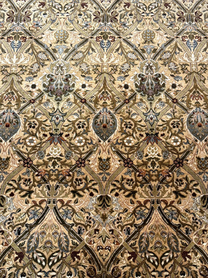 Fine Pak Persian Rug 9x12, Gold and Wine Red, Panel Design, 330 KPSI