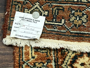 Indo Persian Heriz Runner Rug 2.6 x 8, Rust Color, Vintage