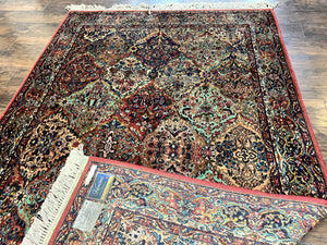 Karastan Multicolor Panel Kirman Rug #717, Wool Karastan Rug 5.9 x 9, Vintage Multipanel Kirman, Original Karastan Collection 700 Series