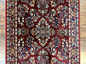 Karastan Rug 3x5 Red Sarouk #785, Small Karastan Wool Pile Rug, Original 700 Series, Discontinued Vintage Karastan Carpet