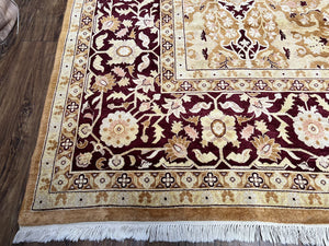 Indian Rug 9x12 Agra Rug, Vintage Rug 9 x 12 Wool Rug, Area Rug 9x12 Oriental Carpet, Unique Colors, Hand Knotted, Clay Dark Brown, Allover
