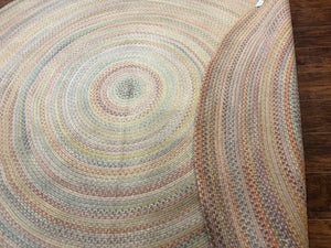 Large American Round Braided Rug 10x10, Multicolor, Vintage, Mid Century, Hand Braided